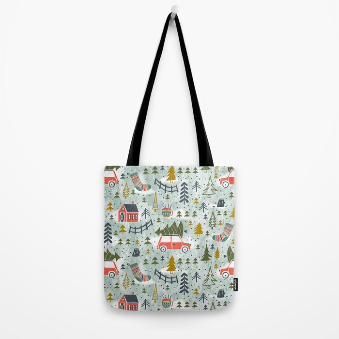 Home For The Holidays Blush Mint Christmas Tote Bag Gallery Image 2