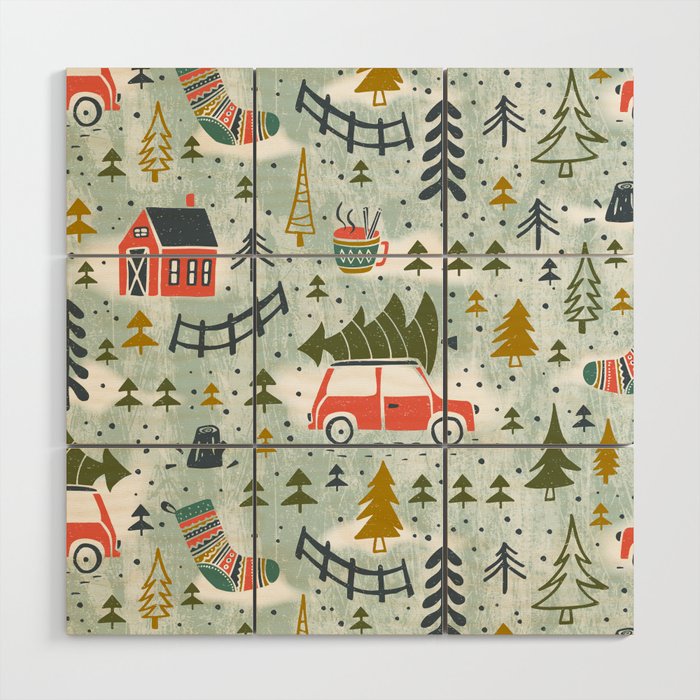 Home For The Holidays Blush Mint Christmas Wood Wall Art Gallery Image 1