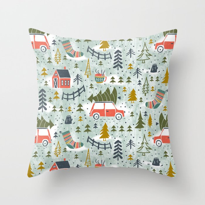 Home For The Holidays Blush Mint Christmas Throw Pillow Gallery Image 6