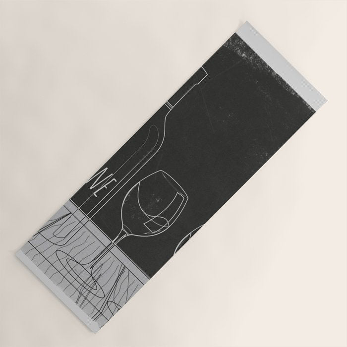 Minimalist Black and White Wine Glasses Yoga Mat Gallery Image 1