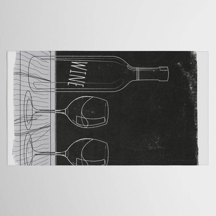 Minimalist Black and White Wine Glasses Tablecloth Gallery Image 2