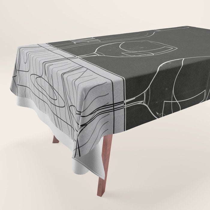 Minimalist Black and White Wine Glasses Tablecloth Gallery Image 1