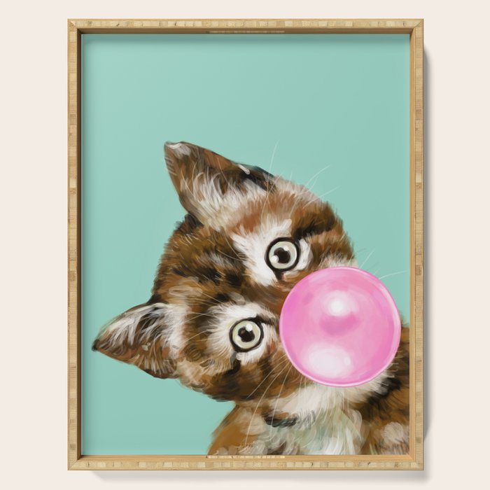 Bubble Gum Baby Cat in Green Serving Tray Gallery Image 1