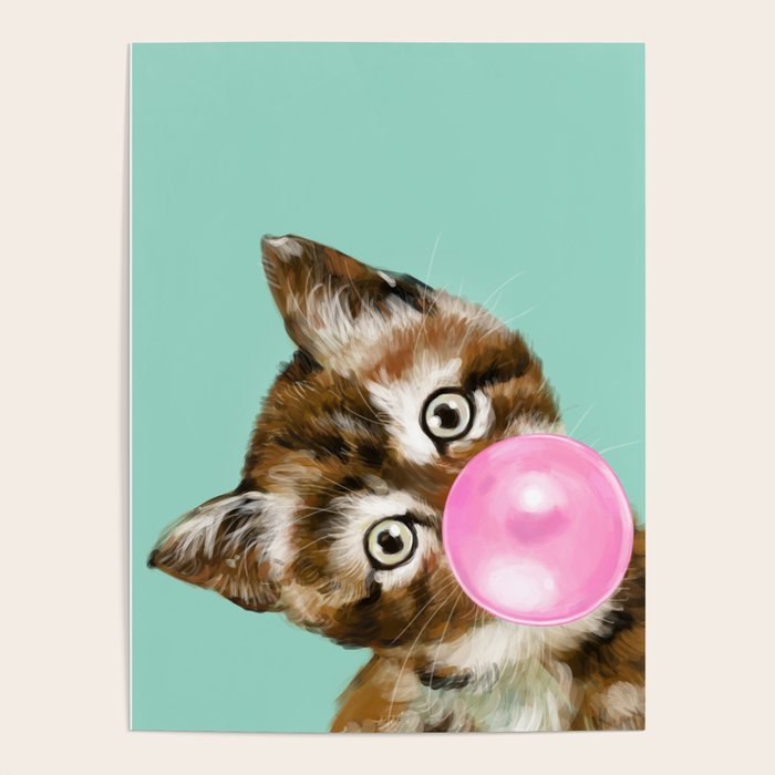 Bubble Gum Baby Cat in Green Poster Gallery Image 4