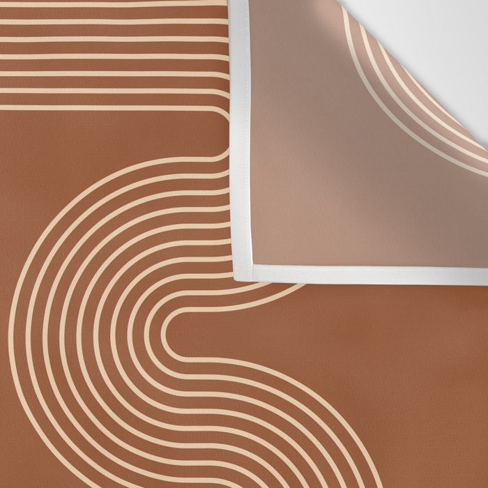 Geometric Lines in Terracotta and Beige 76 (Mid century Midern Rainbow Abstract) Wall Tapestry Gallery Image 3