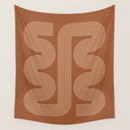 Geometric Lines in Terracotta and Beige 76 (Mid century Midern Rainbow Abstract) Wall Tapestry Gallery Image 4