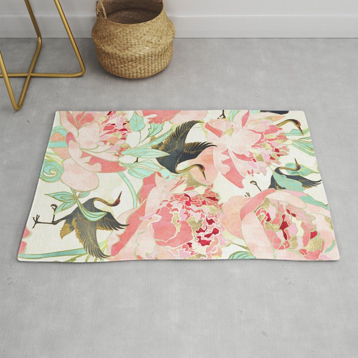 Floral Cranes Rug Gallery Image 1