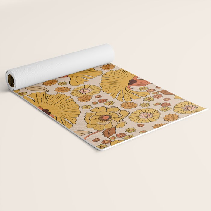 70s Floral Pattern Yoga Mat Gallery Image 2