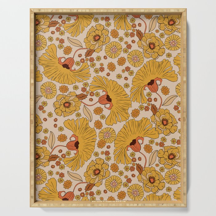 70s Floral Pattern Serving Tray Gallery Image 1