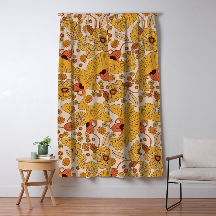 70s Floral Pattern Window Curtain Gallery Image 1