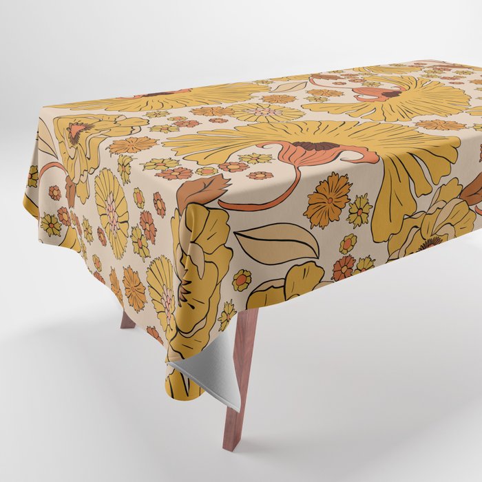 70s Floral Pattern Tablecloth Gallery Image 1