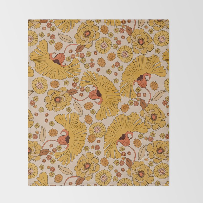 70s Floral Pattern Throw Blanket Gallery Image 2