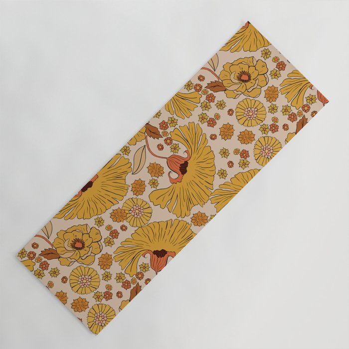 70s Floral Pattern Yoga Mat Gallery Image 1