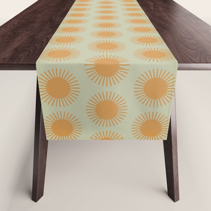 Boho Summer Sun Pattern VIII Sage and Orange Table Runner Gallery Image 1