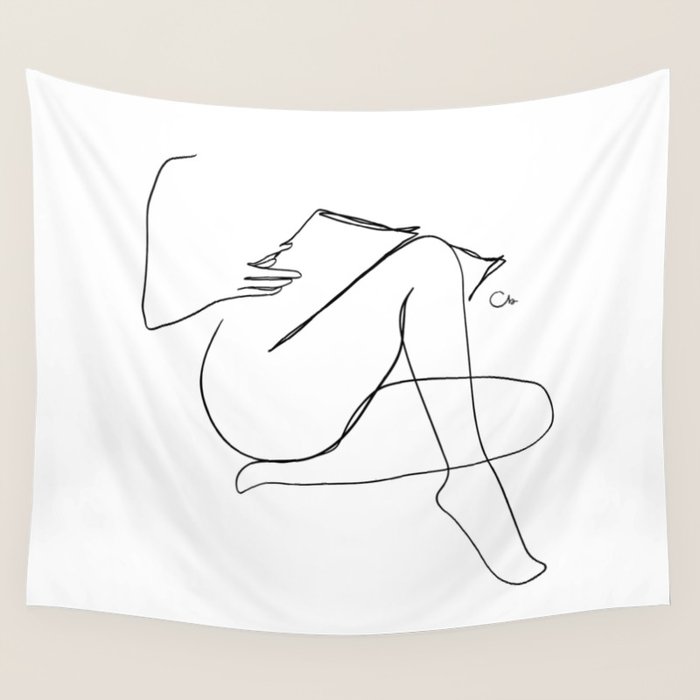 Reading Naked Wall Tapestry Gallery Image 4