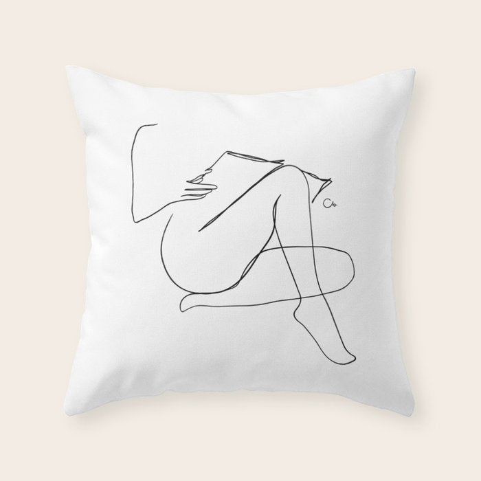 Reading Naked Throw Pillow Gallery Image 1