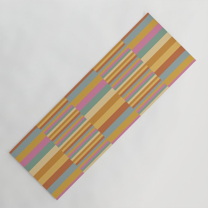 Mixed Stripes Pattern XVIII Retro Rainbow Yoga Mat Gallery Image 1