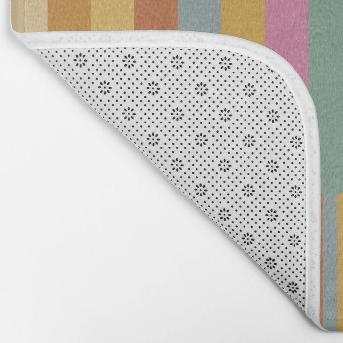 Mixed Stripes Pattern XVIII Retro Rainbow Bath Mat Gallery Image 2