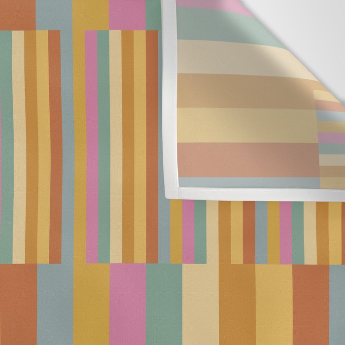 Mixed Stripes Pattern XVIII Retro Rainbow Wall Tapestry Gallery Image 3