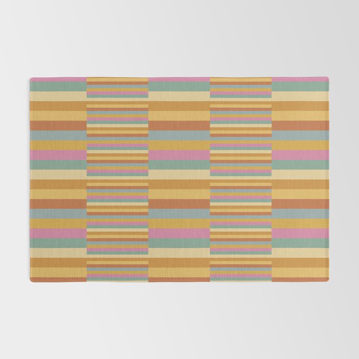 Mixed Stripes Pattern XVIII Retro Rainbow Rug Gallery Image 2