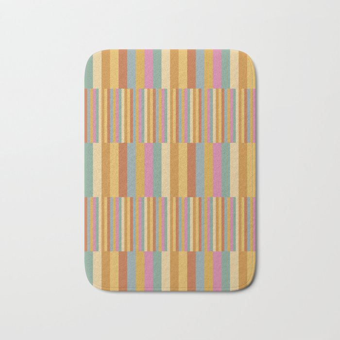 Mixed Stripes Pattern XVIII Retro Rainbow Bath Mat Gallery Image 1