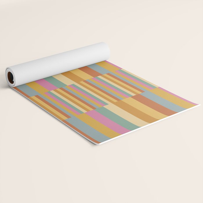 Mixed Stripes Pattern XVIII Retro Rainbow Yoga Mat Gallery Image 2