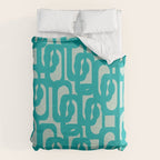 Mid Century Modern Loop Pattern in Turquoise Teal Blue Aqua Tones Duvet Cover Gallery Image 6