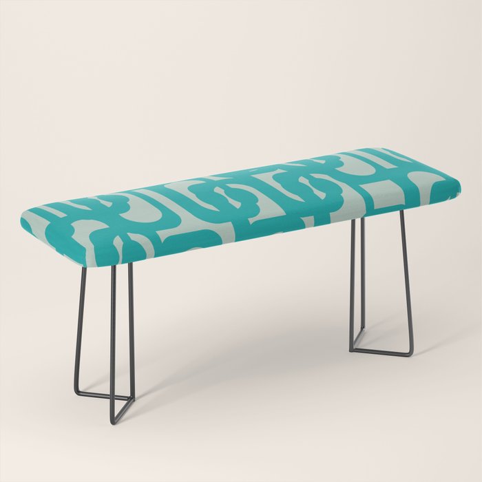 Mid Century Modern Loop Pattern in Turquoise Teal Blue Aqua Tones Bench Gallery Image 1