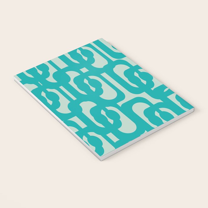 Mid Century Modern Loop Pattern in Turquoise Teal Blue Aqua Tones Notebook Gallery Image 3