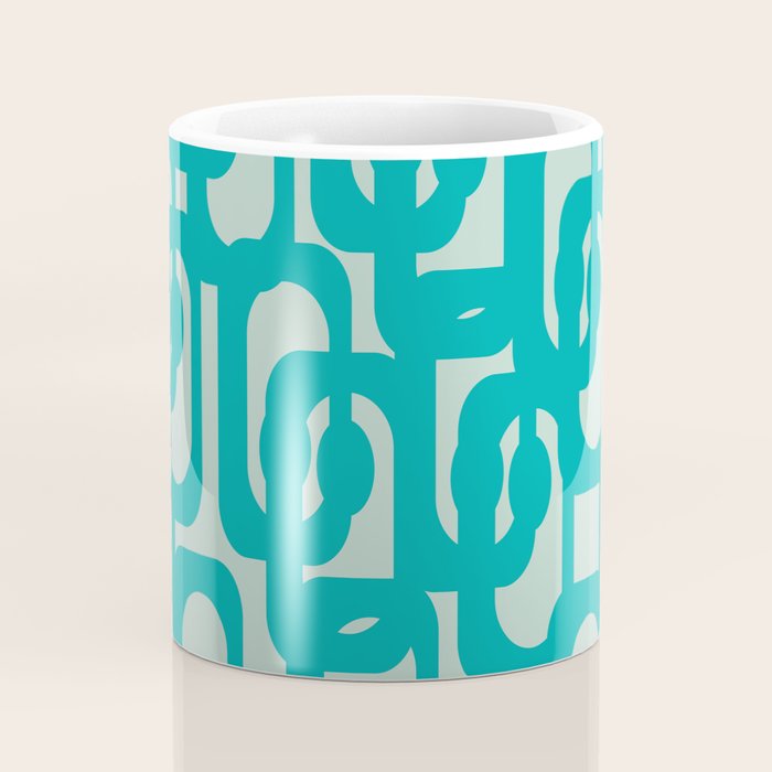 Mid Century Modern Loop Pattern in Turquoise Teal Blue Aqua Tones Coffee Mug Gallery Image 4