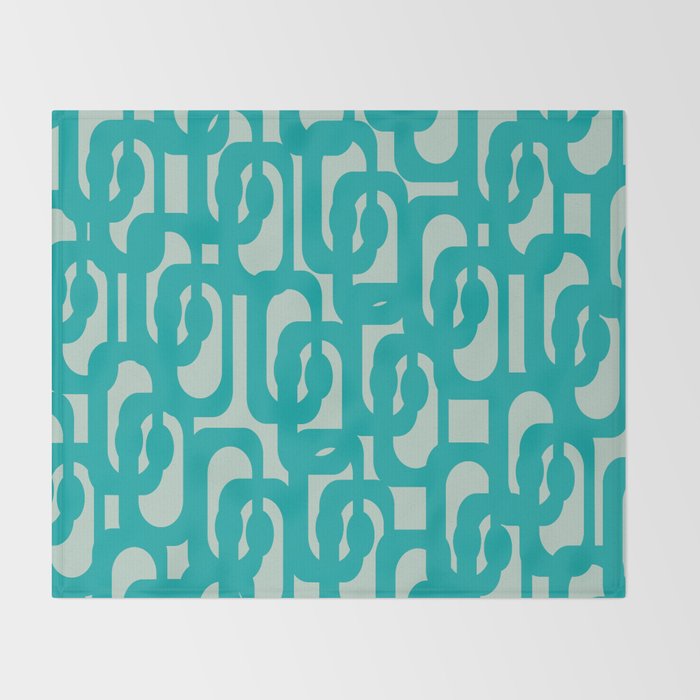 Mid Century Modern Loop Pattern in Turquoise Teal Blue Aqua Tones Throw Blanket Gallery Image 2