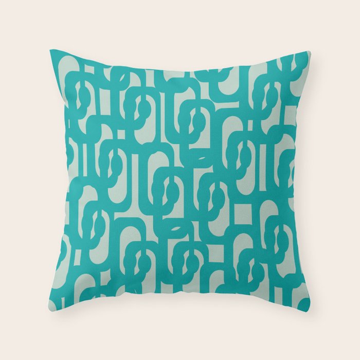 Mid Century Modern Loop Pattern in Turquoise Teal Blue Aqua Tones Throw Pillow Gallery Image 6