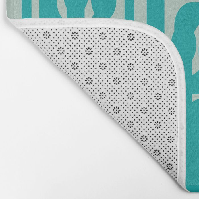 Mid Century Modern Loop Pattern in Turquoise Teal Blue Aqua Tones Bath Mat Gallery Image 2