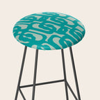 Mid Century Modern Loop Pattern in Turquoise Teal Blue Aqua Tones Stool Gallery Image 2