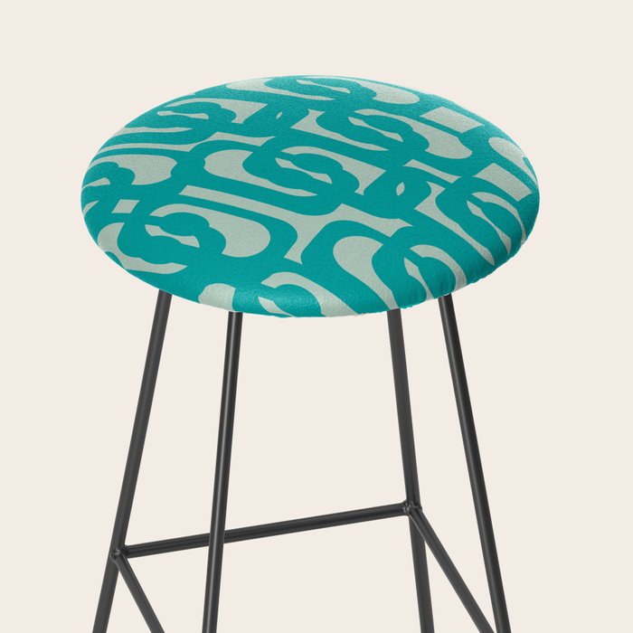 Mid Century Modern Loop Pattern in Turquoise Teal Blue Aqua Tones Stool Gallery Image 2