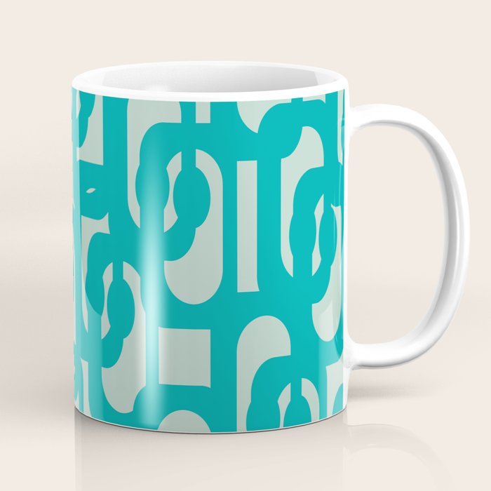 Mid Century Modern Loop Pattern in Turquoise Teal Blue Aqua Tones Coffee Mug Gallery Image 1