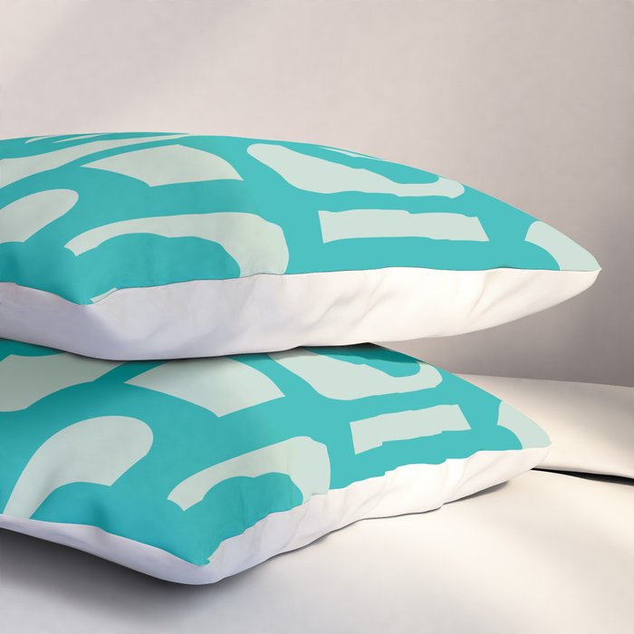Mid Century Modern Loop Pattern in Turquoise Teal Blue Aqua Tones Pillow Sham Gallery Image 3