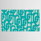 Mid Century Modern Loop Pattern in Turquoise Teal Blue Aqua Tones Tablecloth Gallery Image 2