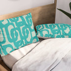 Mid Century Modern Loop Pattern in Turquoise Teal Blue Aqua Tones Pillow Sham Gallery Image 2