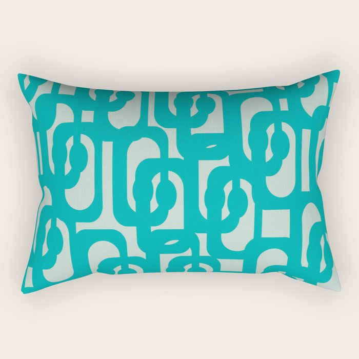 Mid Century Modern Loop Pattern in Turquoise Teal Blue Aqua Tones Rectangular Pillow Gallery Image 2
