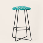 Mid Century Modern Loop Pattern in Turquoise Teal Blue Aqua Tones Stool Gallery Image 1