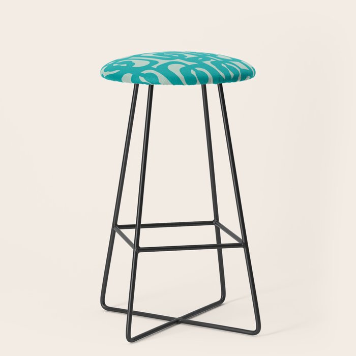 Mid Century Modern Loop Pattern in Turquoise Teal Blue Aqua Tones Stool Gallery Image 1
