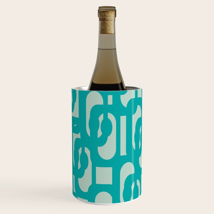 Mid Century Modern Loop Pattern in Turquoise Teal Blue Aqua Tones Wine Chiller Gallery Image 3