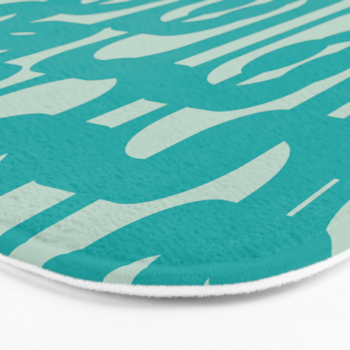 Mid Century Modern Loop Pattern in Turquoise Teal Blue Aqua Tones Bath Mat Gallery Image 3