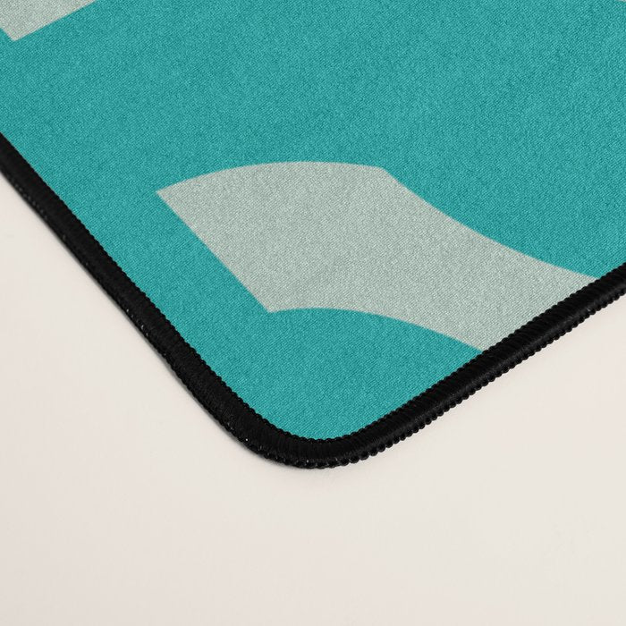 Mid Century Modern Loop Pattern in Turquoise Teal Blue Aqua Tones Desk Mat Gallery Image 4