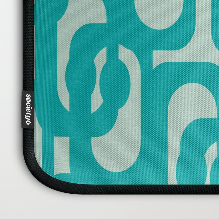 Mid Century Modern Loop Pattern in Turquoise Teal Blue Aqua Tones Laptop Sleeve Gallery Image 3