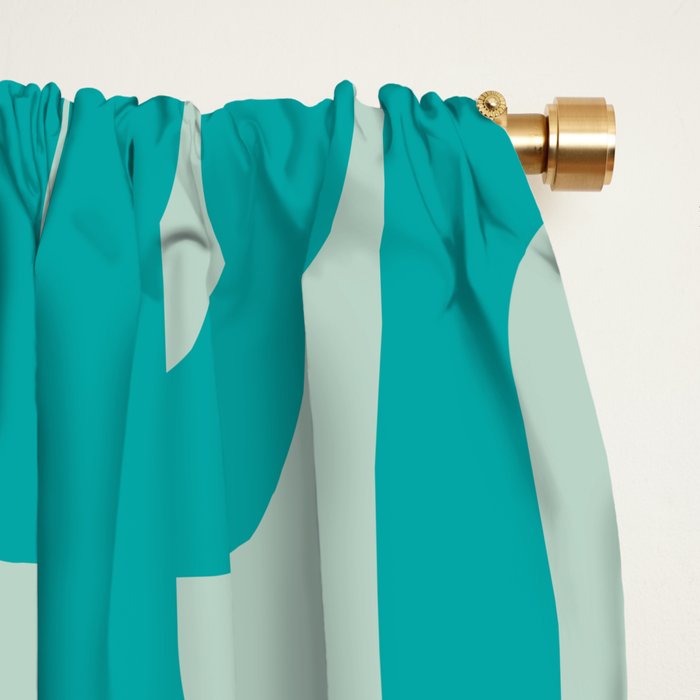 Mid Century Modern Loop Pattern in Turquoise Teal Blue Aqua Tones Window Curtain Gallery Image 2