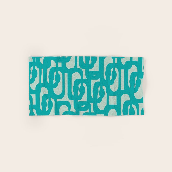 Mid Century Modern Loop Pattern in Turquoise Teal Blue Aqua Tones Bath Towel Gallery Image 1