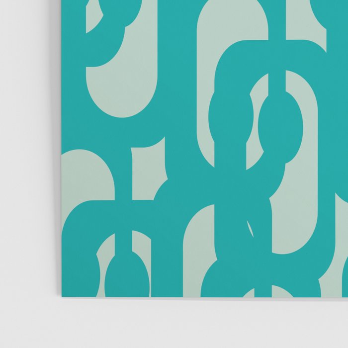 Mid Century Modern Loop Pattern in Turquoise Teal Blue Aqua Tones Poster Gallery Image 3
