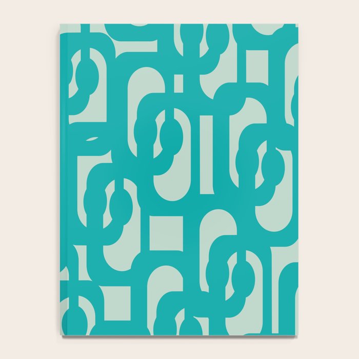 Mid Century Modern Loop Pattern in Turquoise Teal Blue Aqua Tones Notebook Gallery Image 4